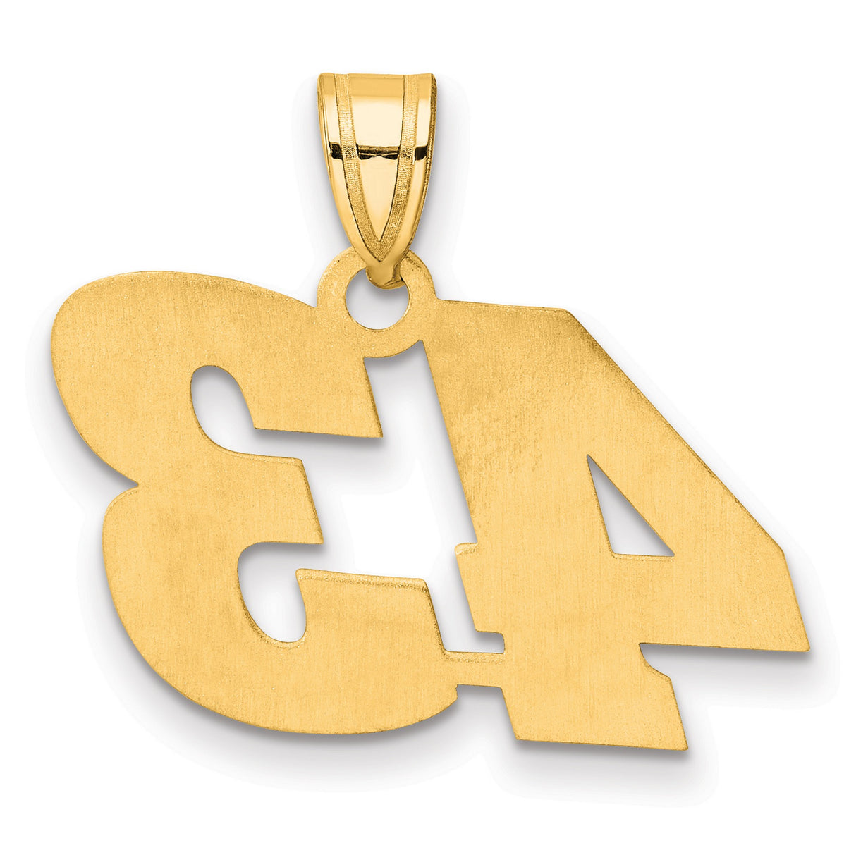 Polished Block Number 43 Charm Pendant in Real 14k Yellow Gold