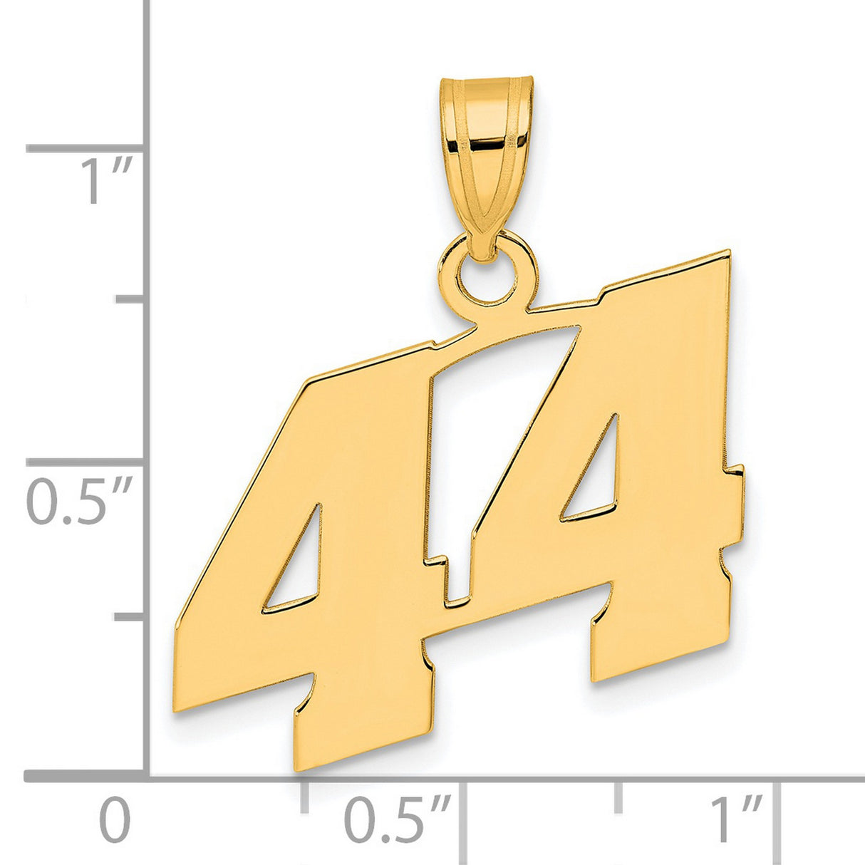 Polished Block Number 44 Charm Pendant in Real 14k Yellow Gold
