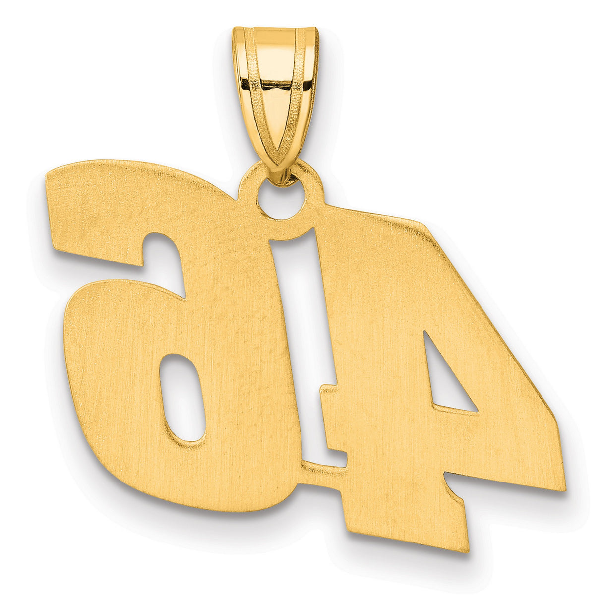 Polished Block Number 46 Charm Pendant in Real 14k Yellow Gold