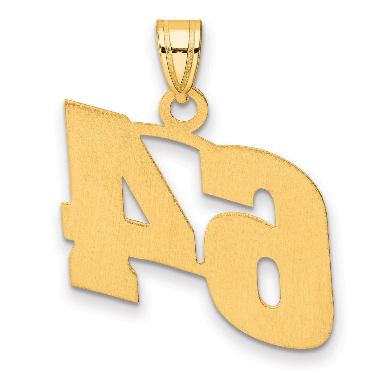 Polished Block Number 64 Charm Pendant in Real 14k Yellow Gold