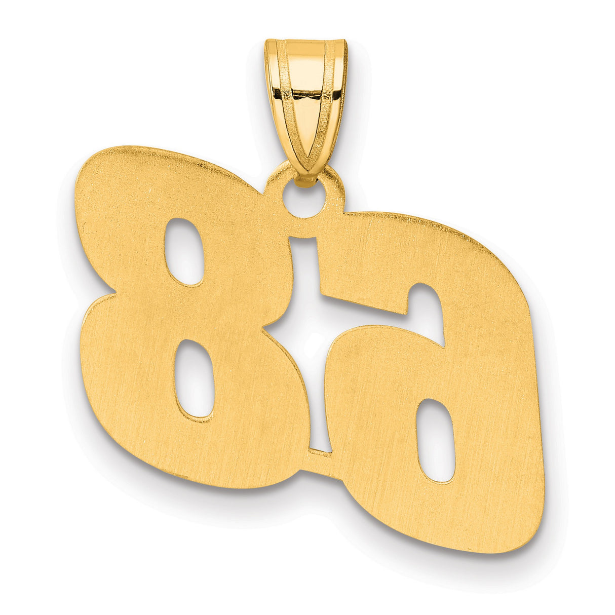 Polished Block Number 68 Charm Pendant in Real 14k Yellow Gold
