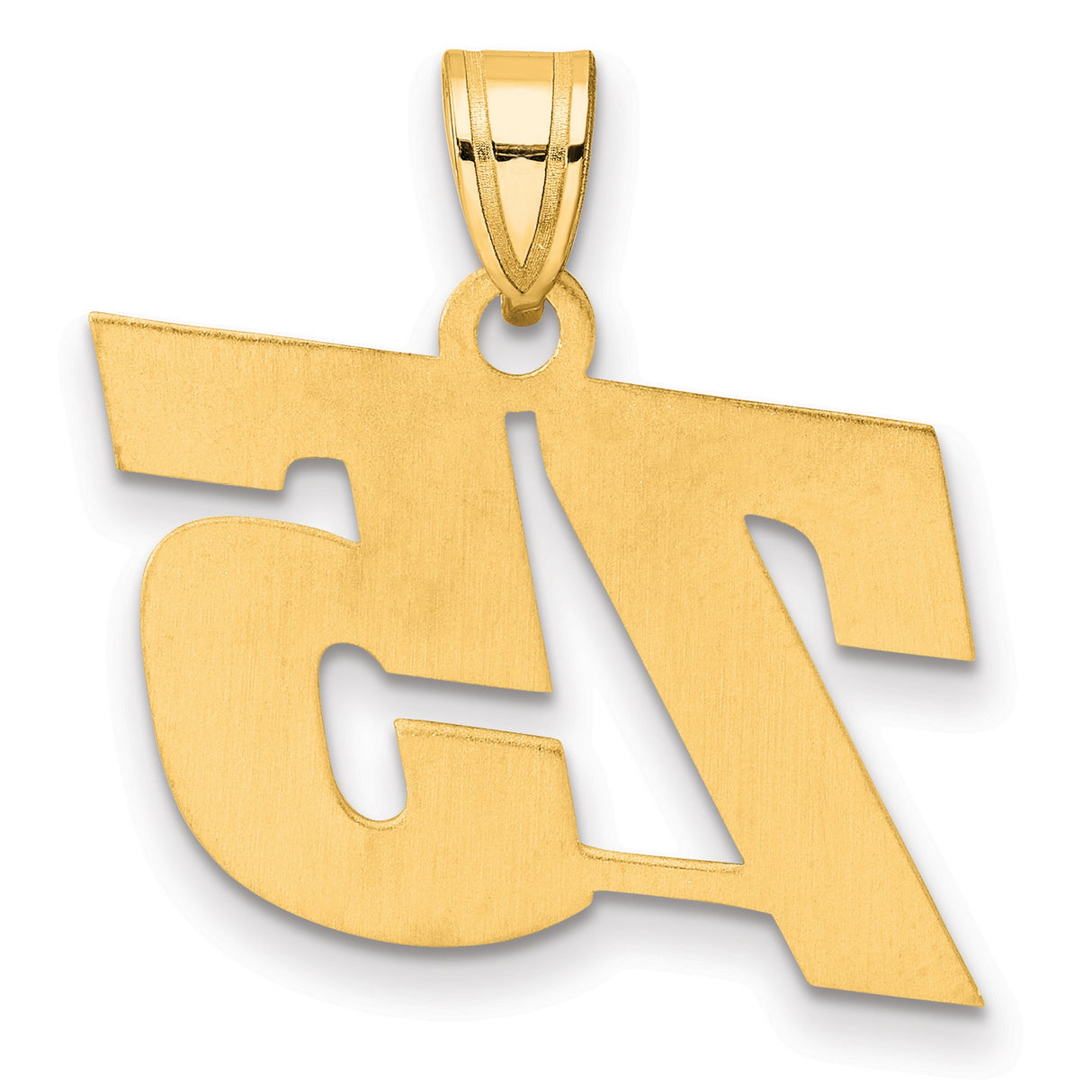 Polished Block Number 75 Charm Pendant in Real 14k Yellow Gold