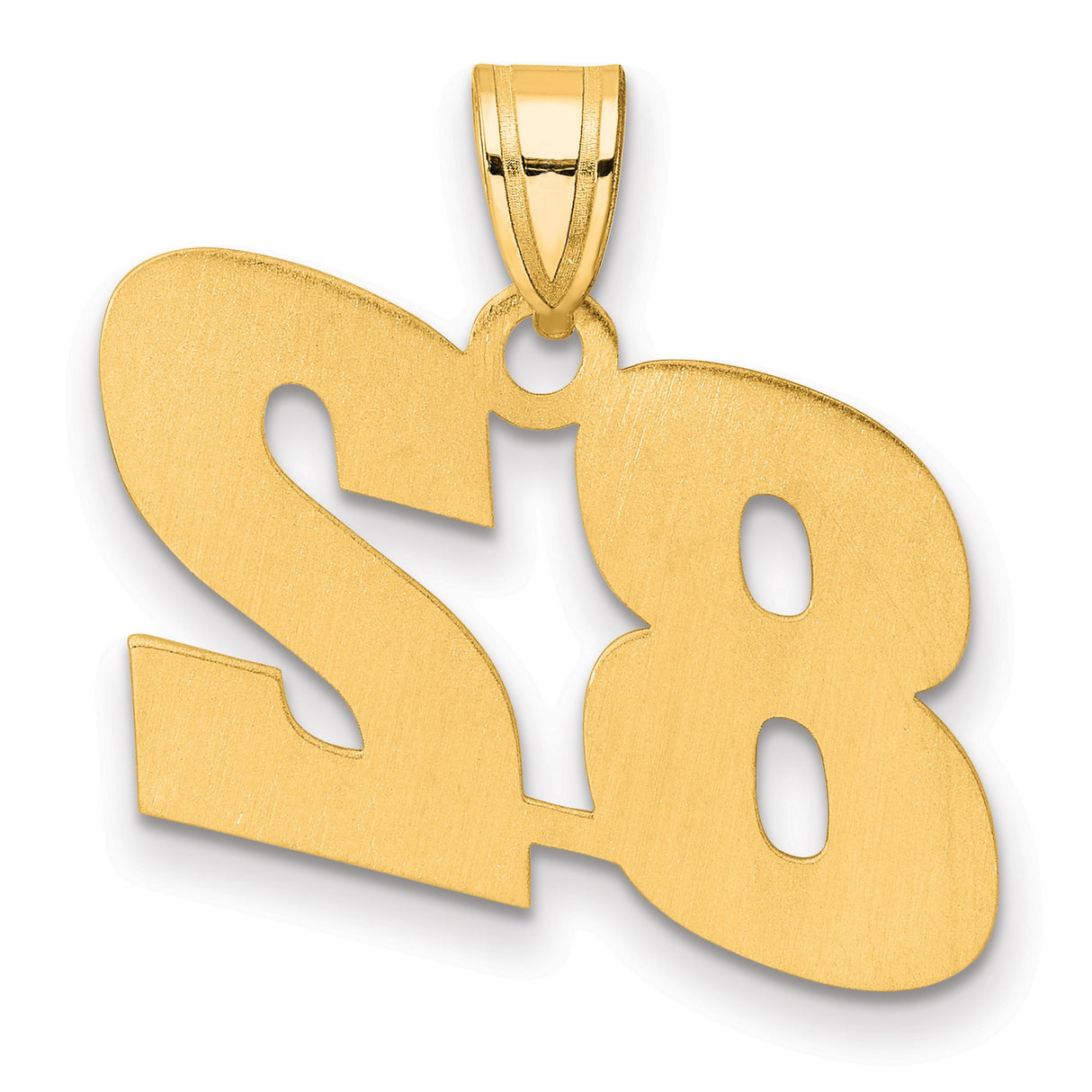 Polished Block Number 82 Charm Pendant in Real 14k Yellow Gold