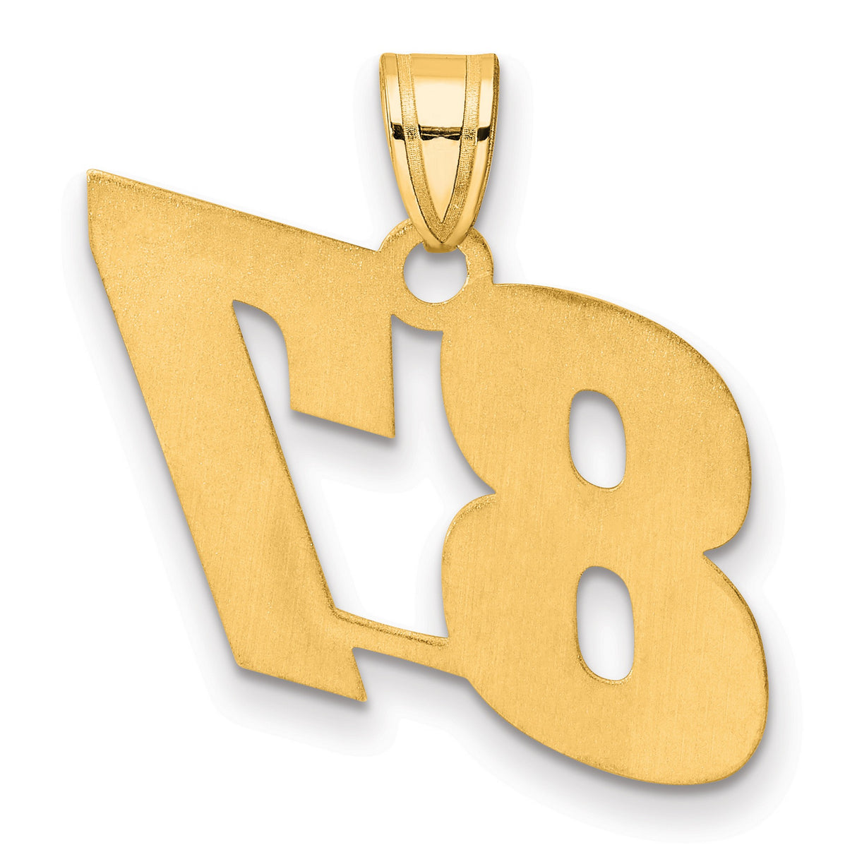 Polished Block Number 87 Charm Pendant in Real 14k Yellow Gold