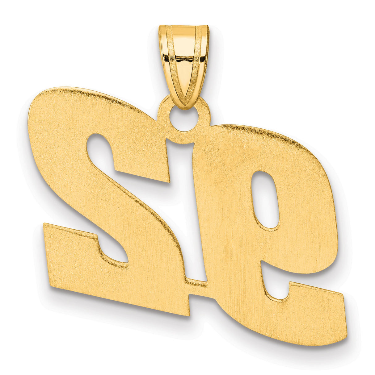 Polished Block Number 92 Charm Pendant in Real 14k Yellow Gold