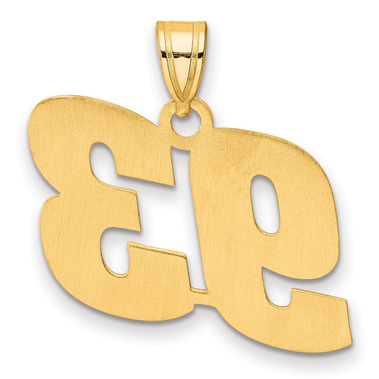 Polished Block Number 93 Charm Pendant in Real 14k Yellow Gold
