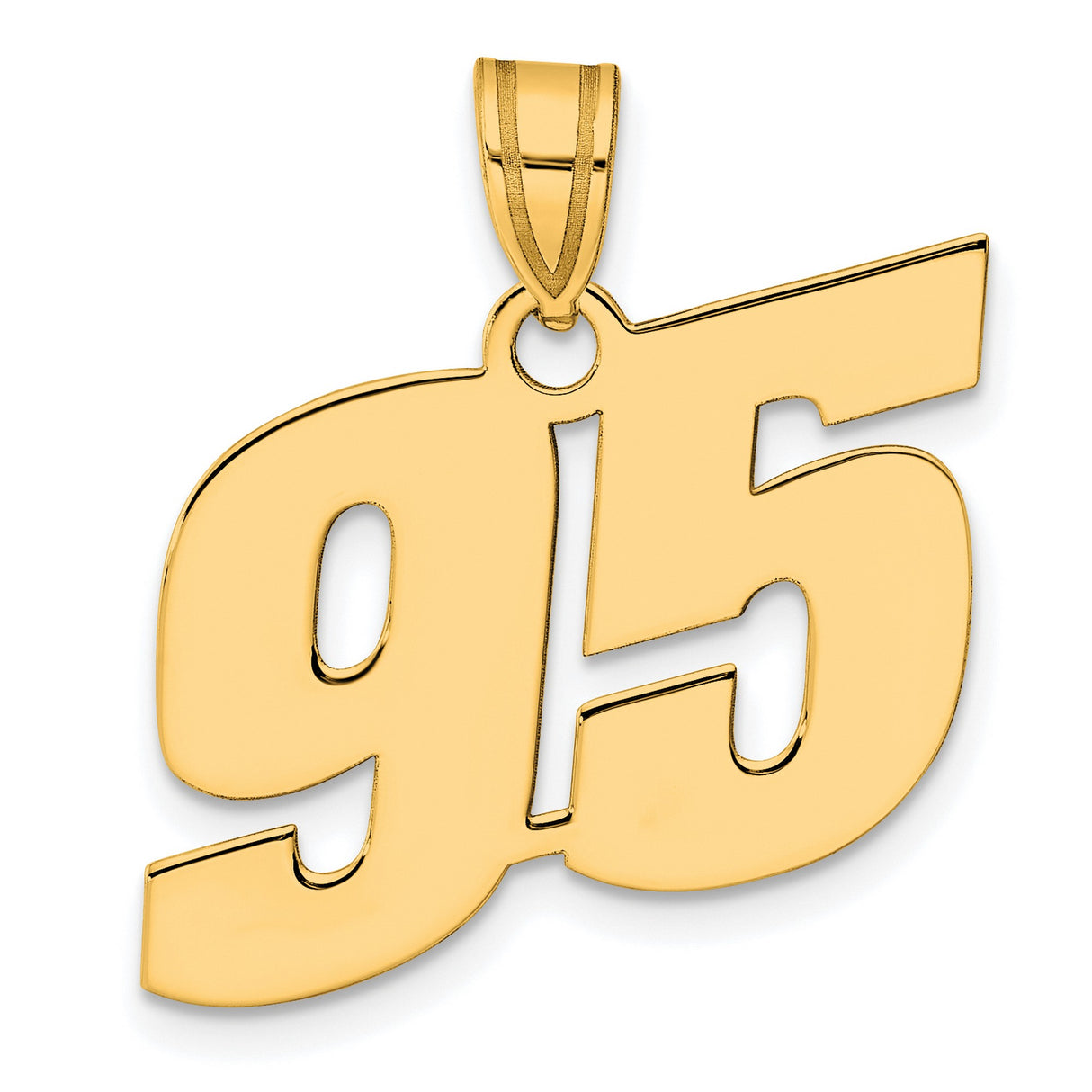 Polished Block Number 95 Charm Pendant in Real 14k Yellow Gold