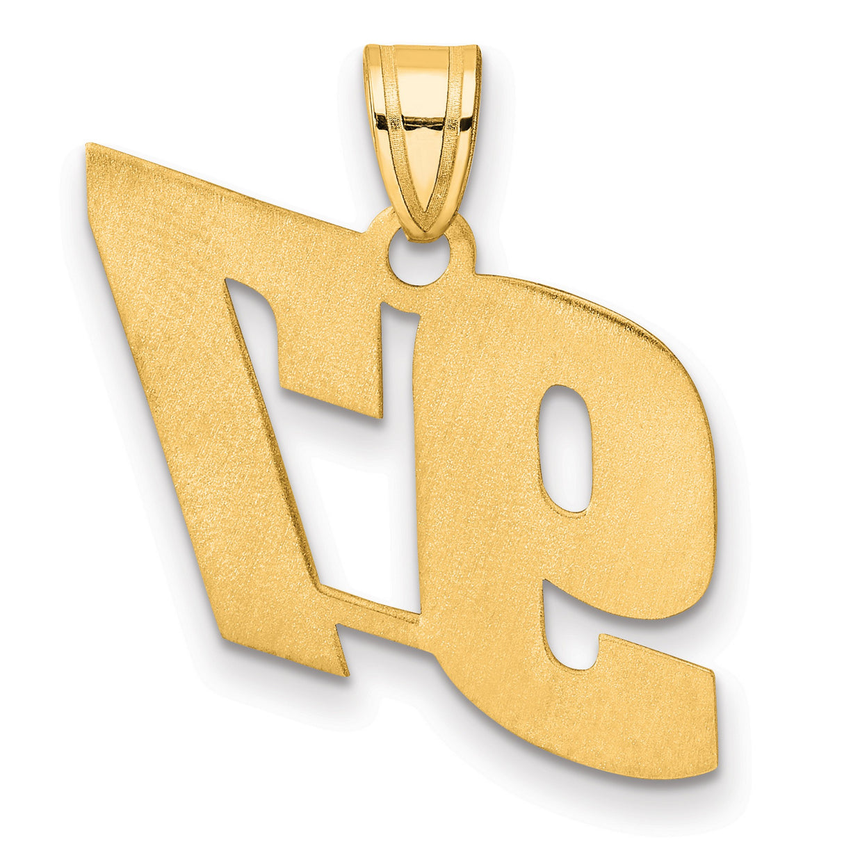 Polished Block Number 97 Charm Pendant in Real 14k Yellow Gold