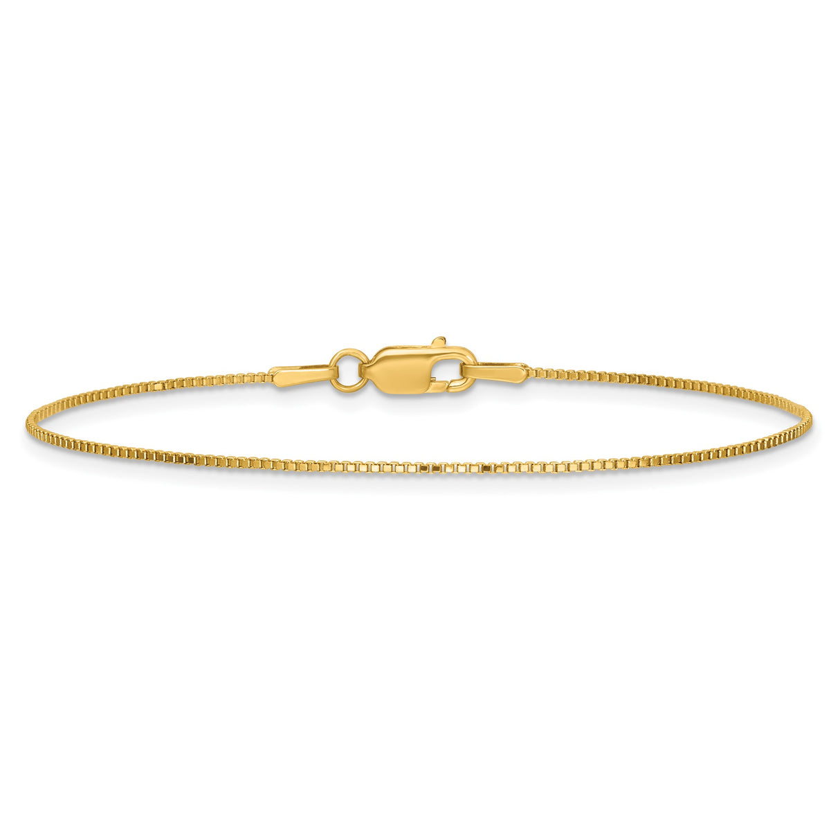 14K Yellow Gold 0.9 mm Box Chain Bracelet, Polished alternate angle
