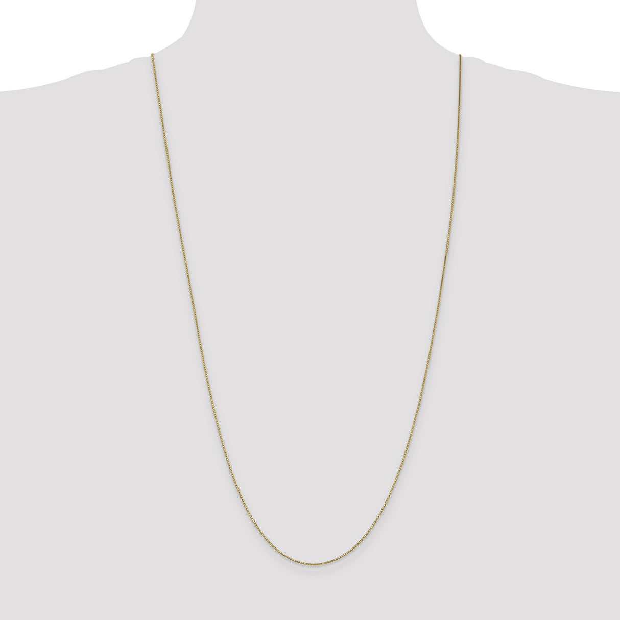14K Yellow Gold 0.9 mm Box Chain Necklace, Polished detail view