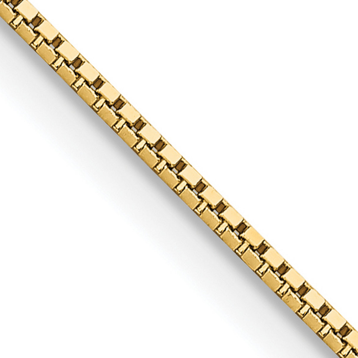 14K Yellow Gold 0.95 mm Box Chain Necklace, Polished detail view