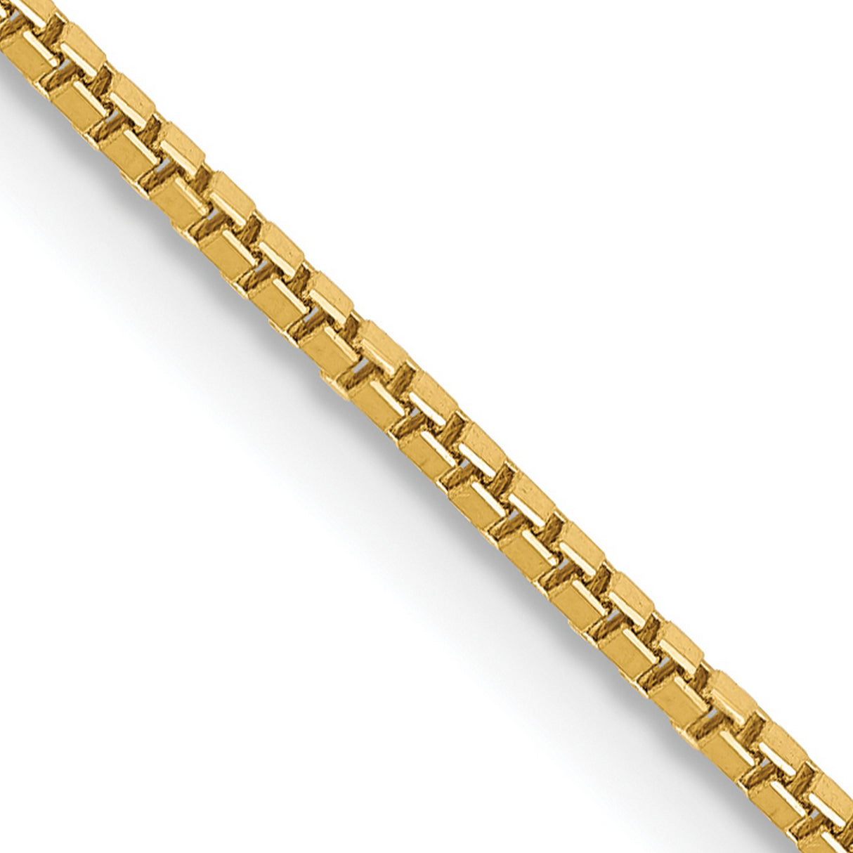 14K Yellow Gold 1 mm Box Chain Necklace, Polished detail view