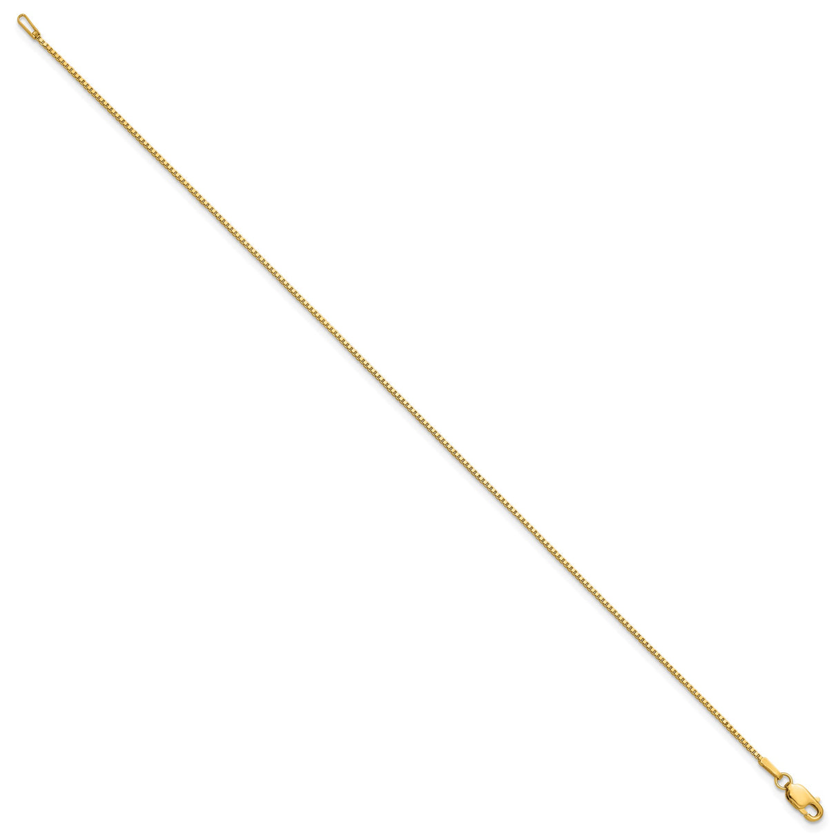 14K Yellow Gold 1.05 mm Box Chain Bracelet, Polished alternate angle