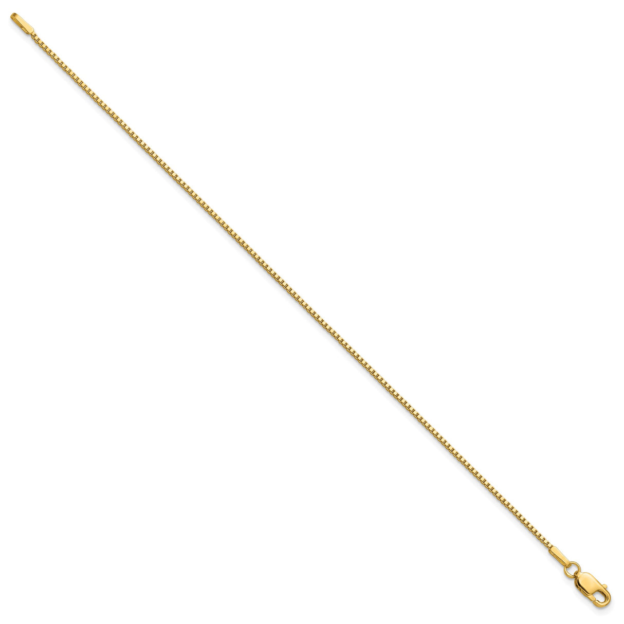 14K Yellow Gold 1.1 mm Box Chain Bracelet, Polished