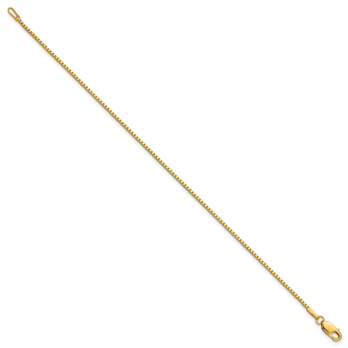 14K Yellow Gold 1.3 mm Box Chain Bracelet, Polished