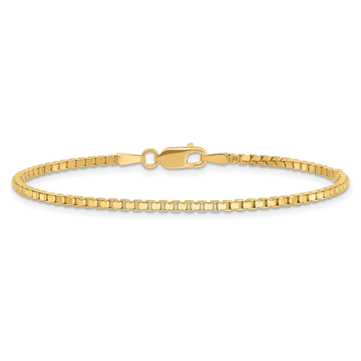 14K Yellow Gold 1.9 mm Box Chain Bracelet, Polished