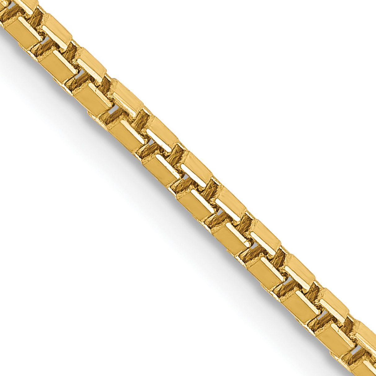 14K Yellow Gold 1.9 mm Box Chain Necklace, Polished detail view