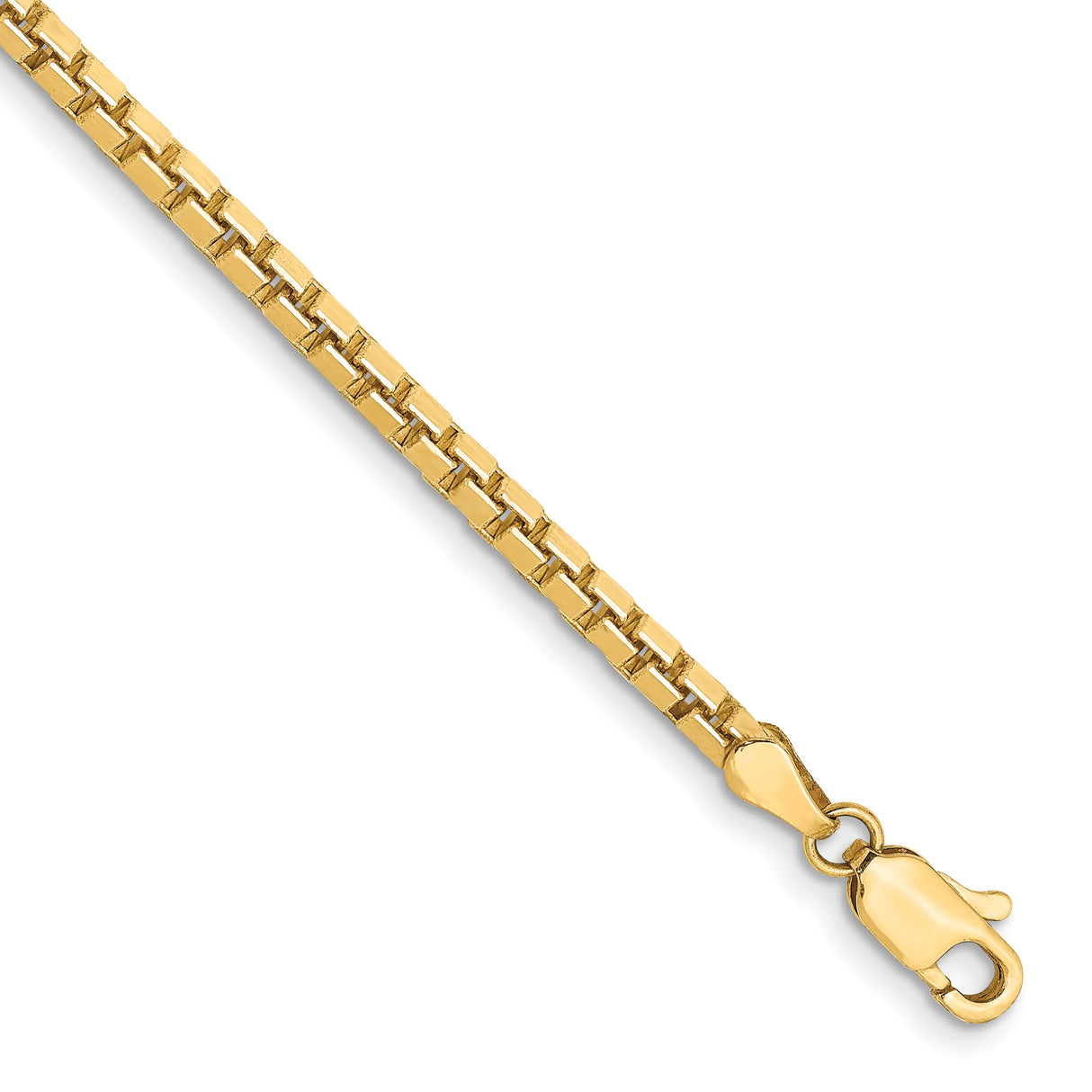 14K Yellow Gold 2.5 mm Box Chain Bracelet, Polished