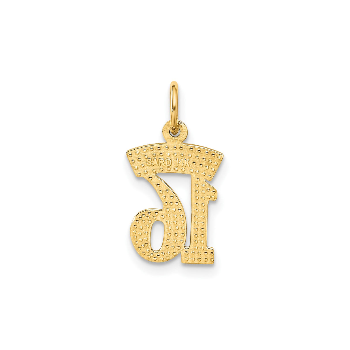 14k Yellow Gold Sweet Sixteen Pendant Charm with Bold Striped Number Design