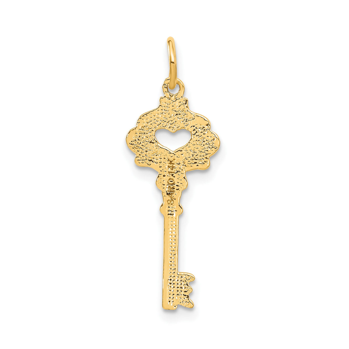 14k Yellow Gold Key Pendant with Heart Cutout, Symbolic Love and Trust Charm for Women