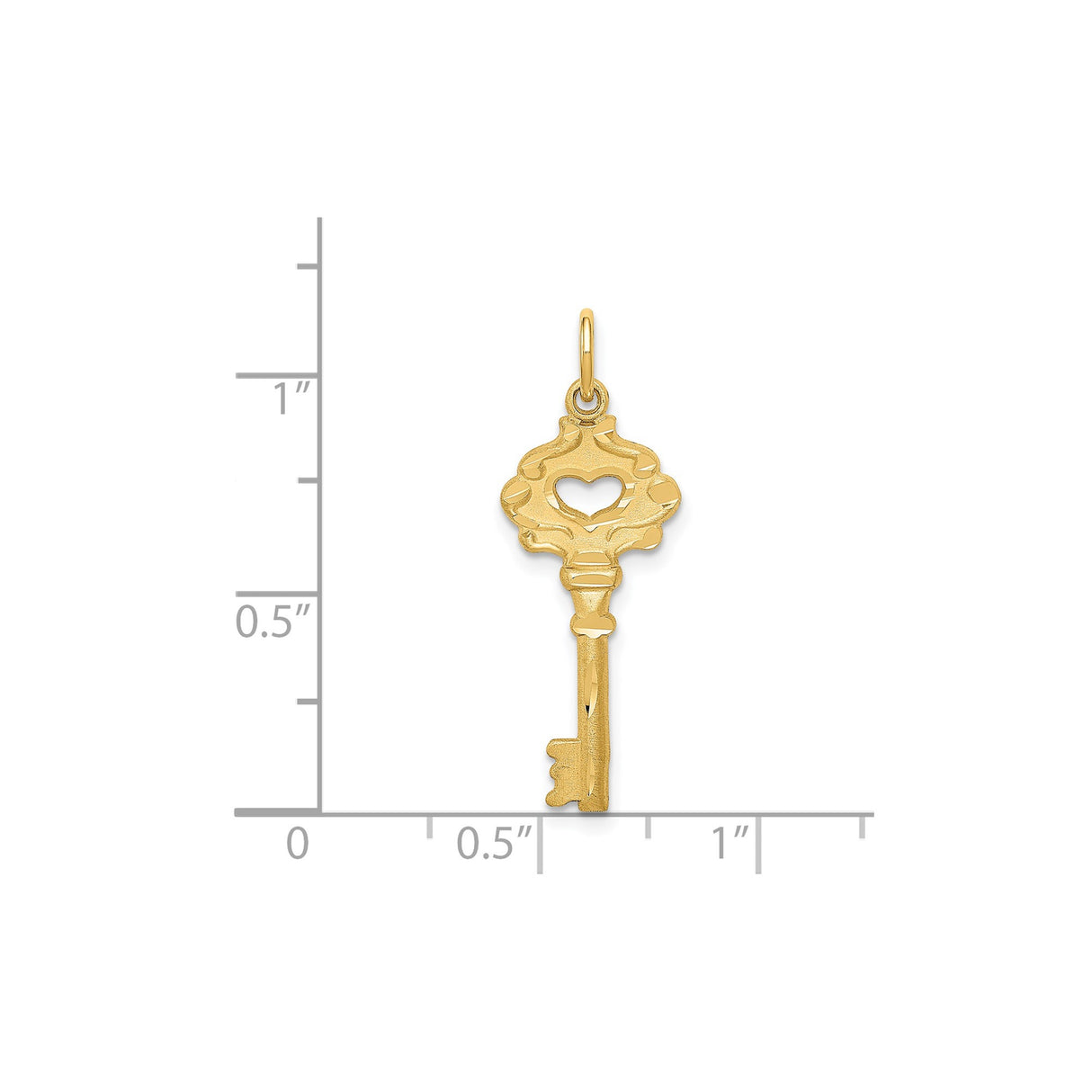 14k Yellow Gold Key Pendant with Heart Cutout, Symbolic Love and Trust Charm for Women