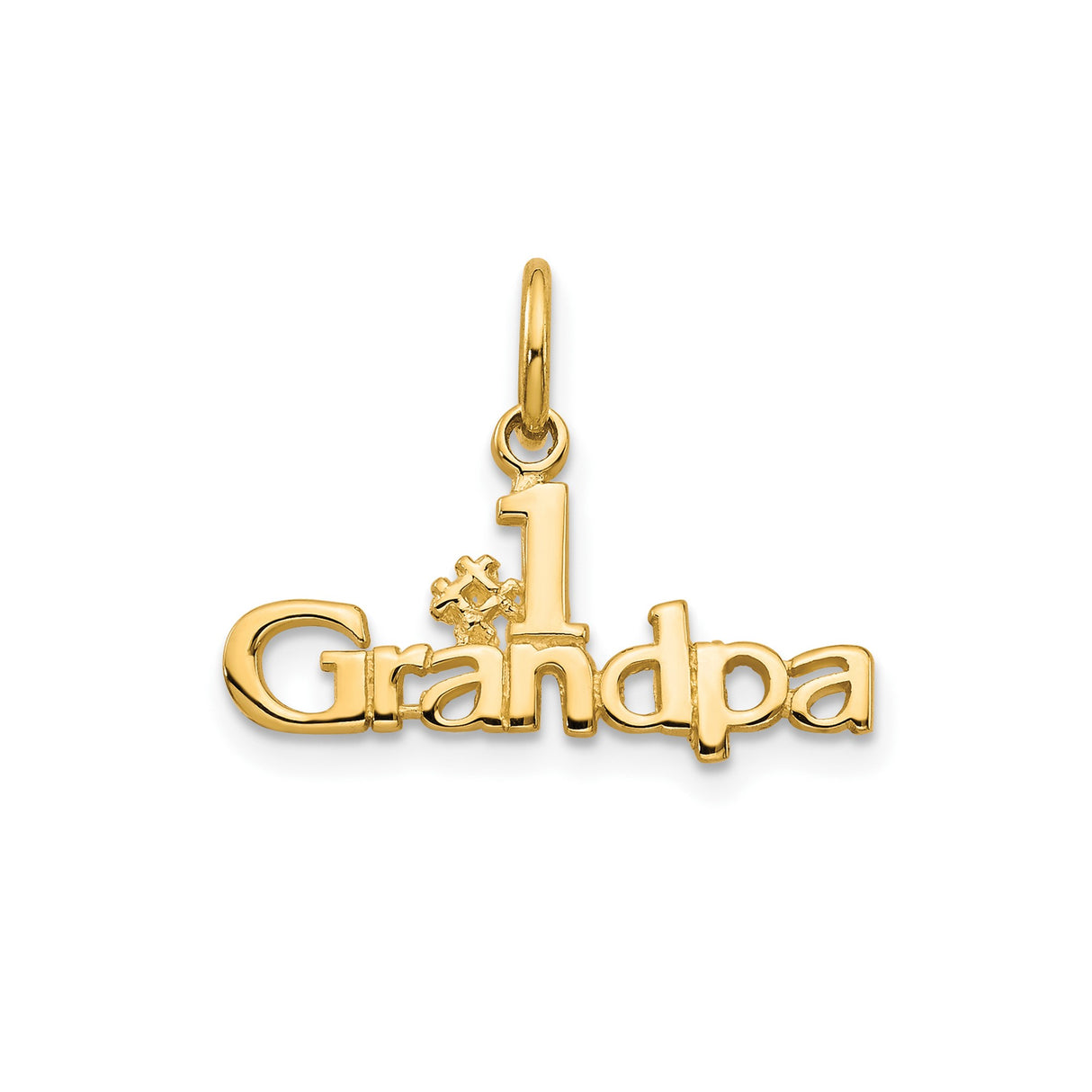 14k Yellow Gold #1 Grandpa Pendant with Crown Detail, Sentimental Charm for Men