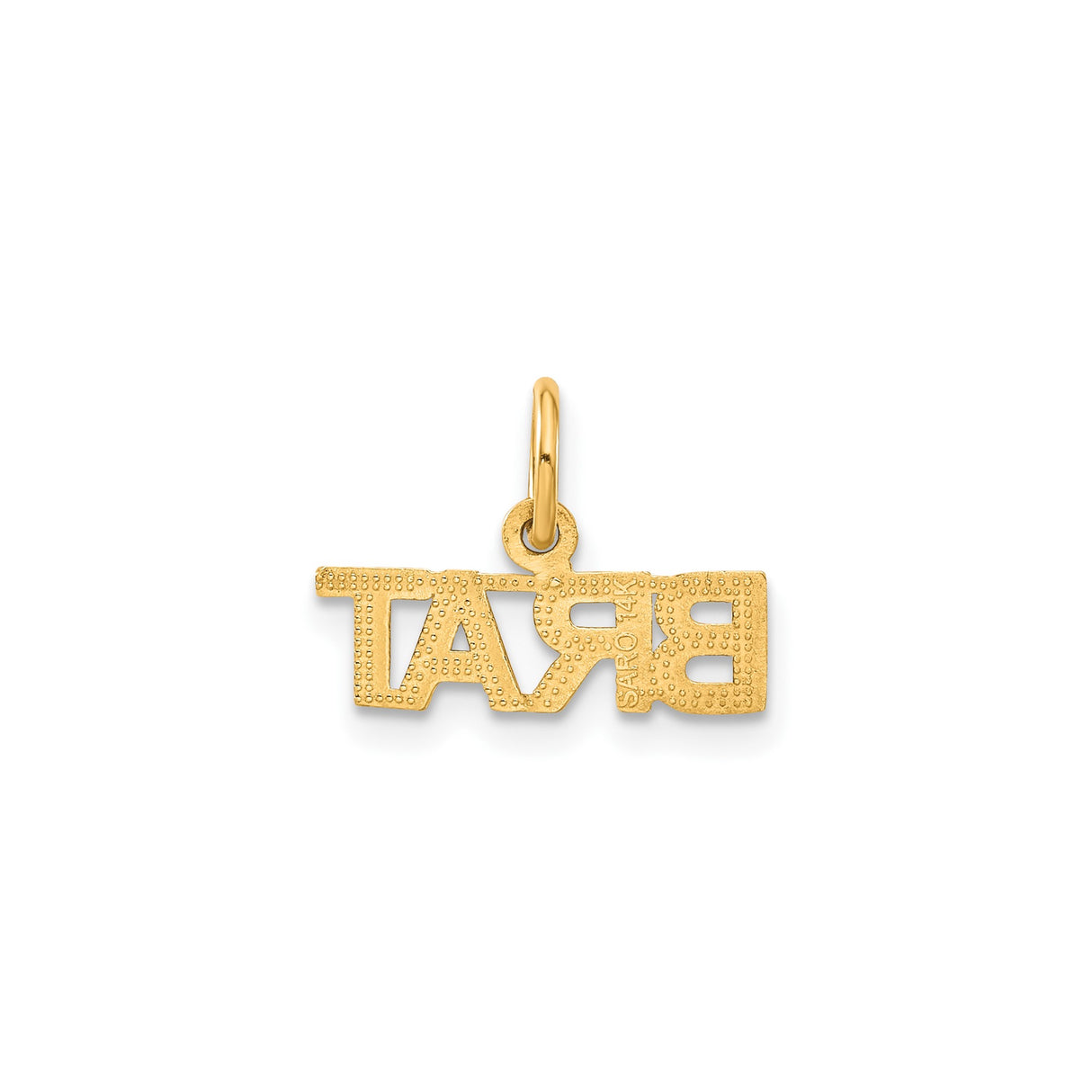 14k Yellow Gold Brat Pendant Charm with Block Lettering, Bold Statement Design