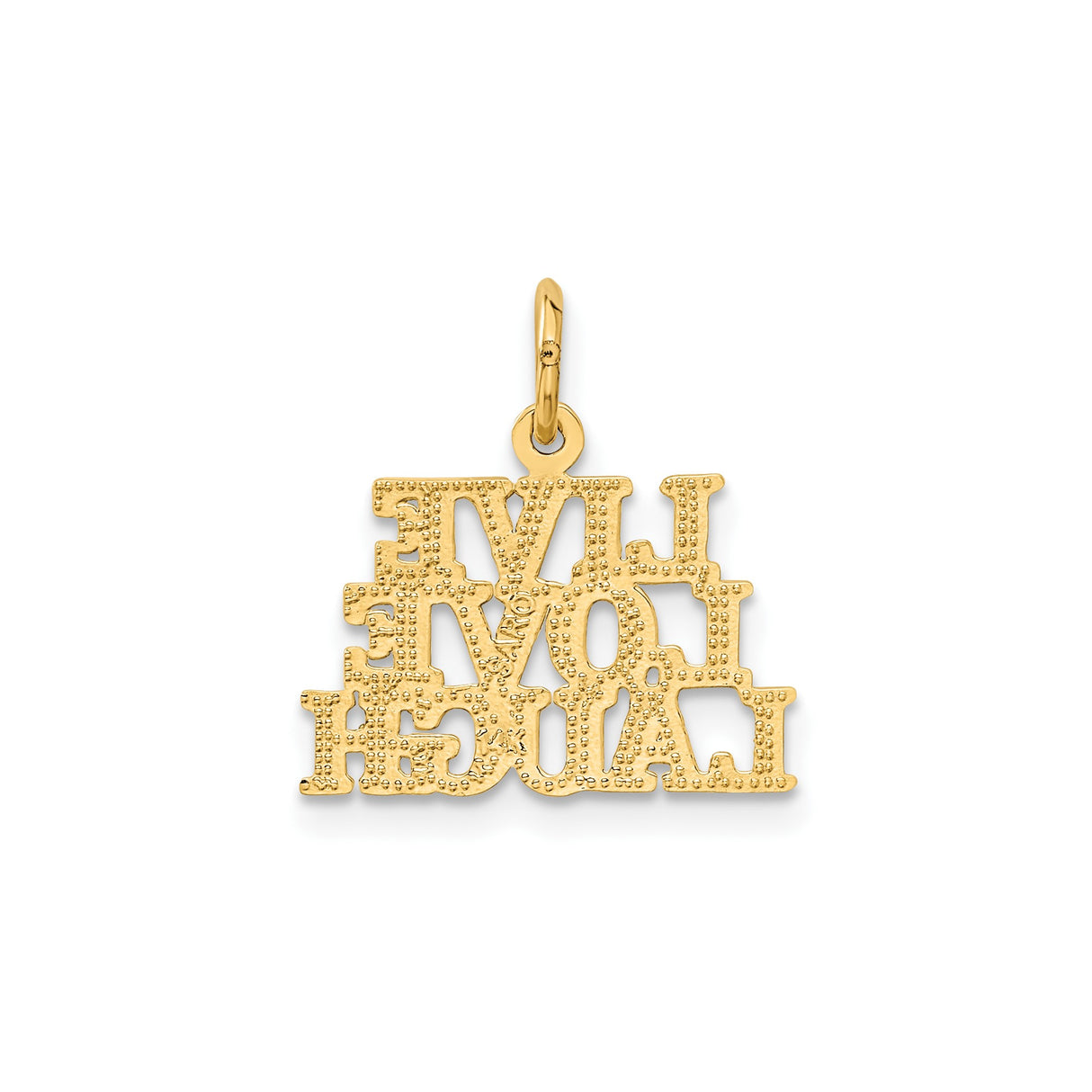 14k Yellow Gold Pendant with Live Love Laugh Inspirational Phrase Charm for Women
