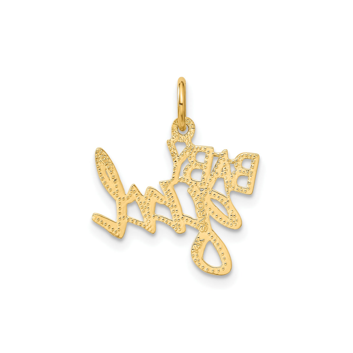 14k Yellow Gold Baby Girl Pendant Charm with Script Lettering, Sentimental Keepsake Jewelry