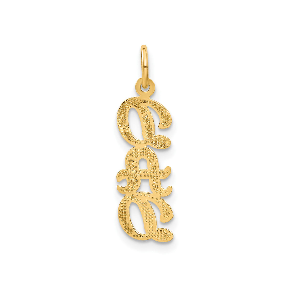 14k Yellow Gold Dad Pendant, Vertical Letter Charm with Textured Design for Men