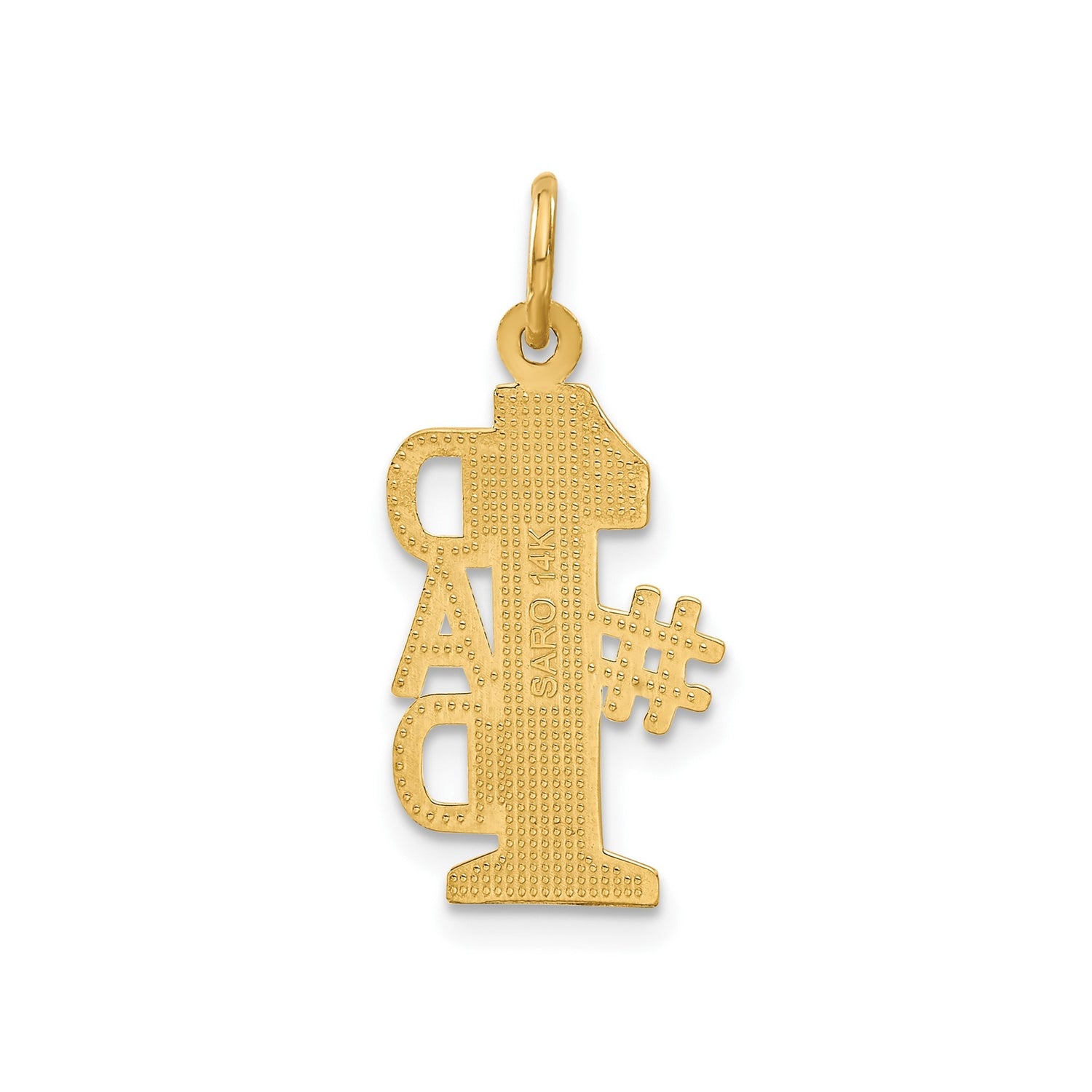 #1 Dad Words Charm Pendant in Real 14k Yellow Gold