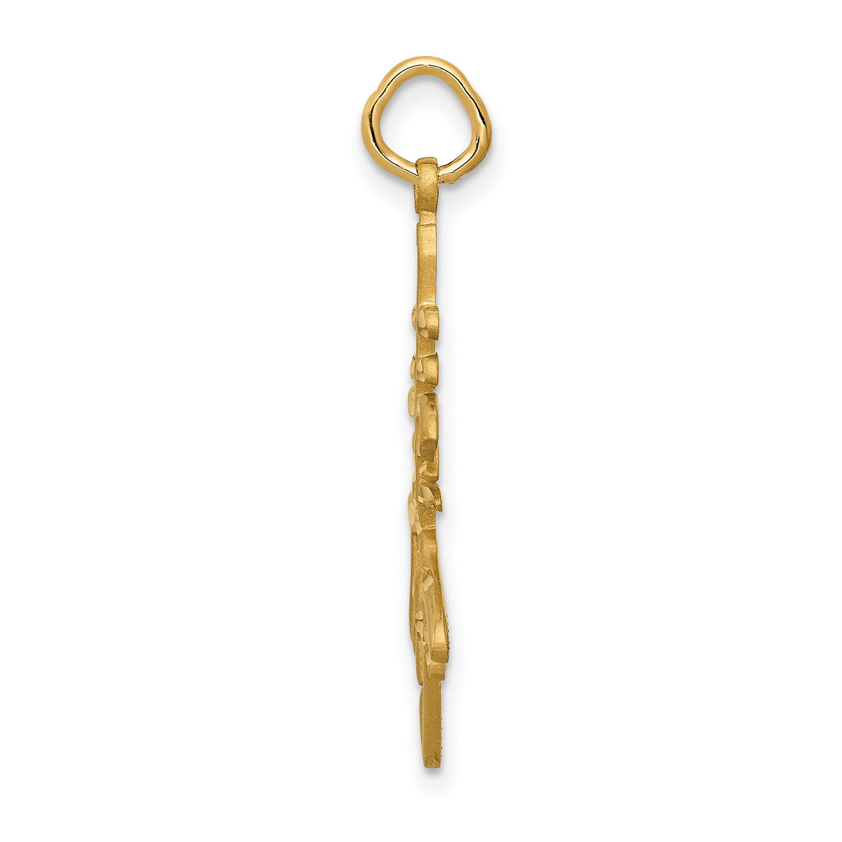 Chinese Long Life Symbol Charm Pendant in Real 14k Yellow Gold