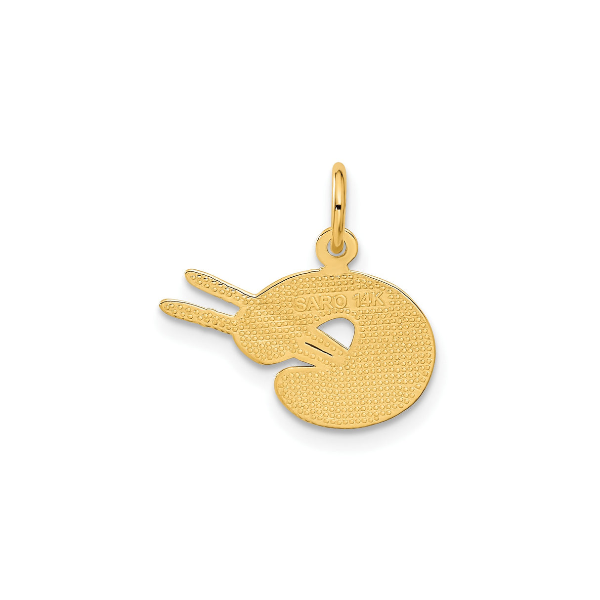 14k Yellow Gold Artist Palette Pendant with Crossed Brushes, Art Symbol Charm