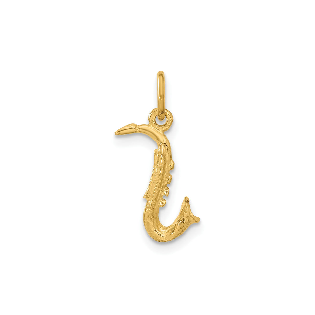 14k Yellow Gold Saxophone Pendant, Jazz Instrument Charm for Music Lovers and Musicians