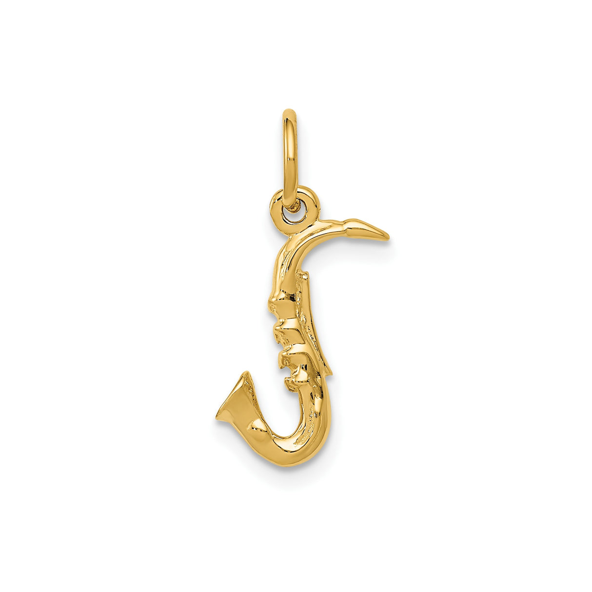 14k Yellow Gold Saxophone Pendant, Jazz Instrument Charm for Music Lovers and Musicians