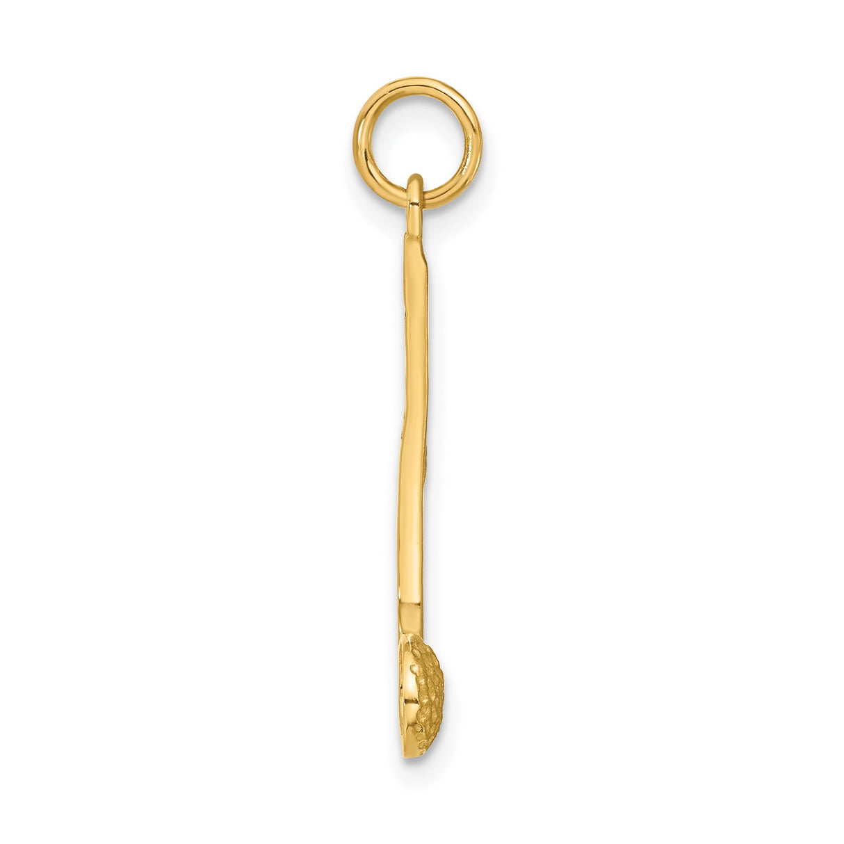 14k Yellow Gold Music Note Pendant, Textured Eighth Note Design Charm for Musicians