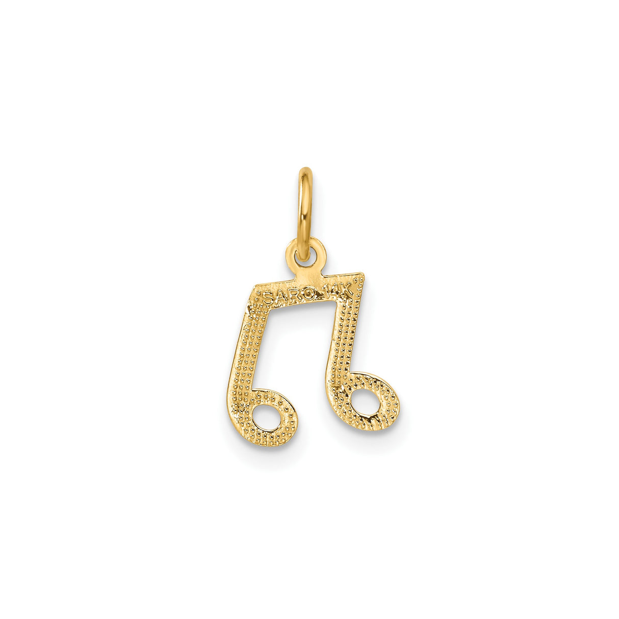 14k Yellow Gold Double Eighth Note Pendant, Musical Symbol Charm for Musicians or Unisex