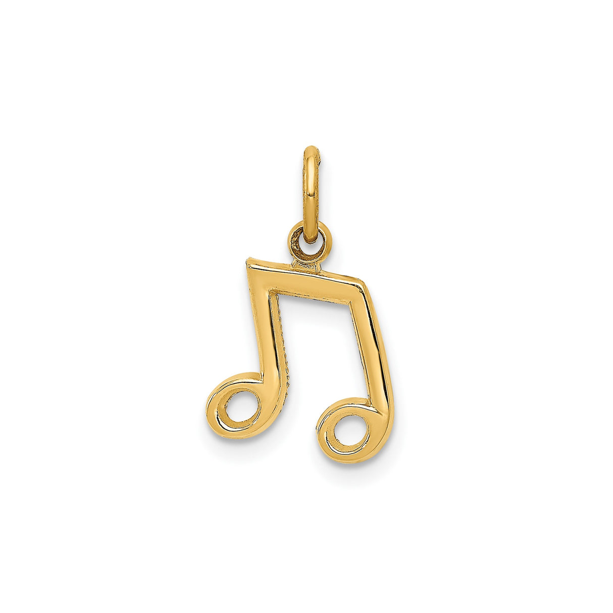 14k Yellow Gold Double Eighth Note Pendant, Musical Symbol Charm for Musicians or Unisex