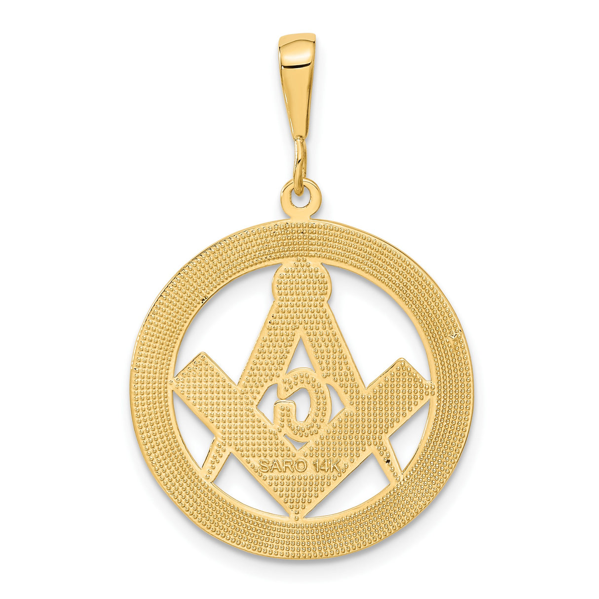 14k Yellow Gold Masonic Pendant with Square and Compass G Symbol, Unisex Freemason Medallion