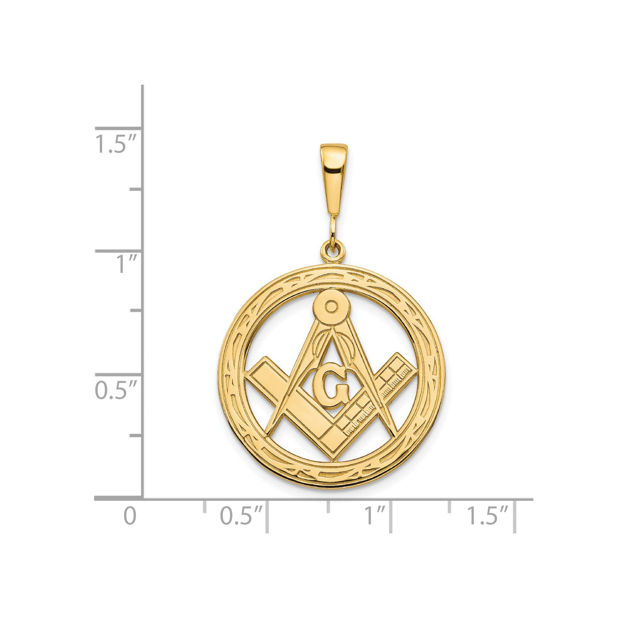 14k Yellow Gold Masonic Pendant with Square and Compass G Symbol, Unisex Freemason Medallion