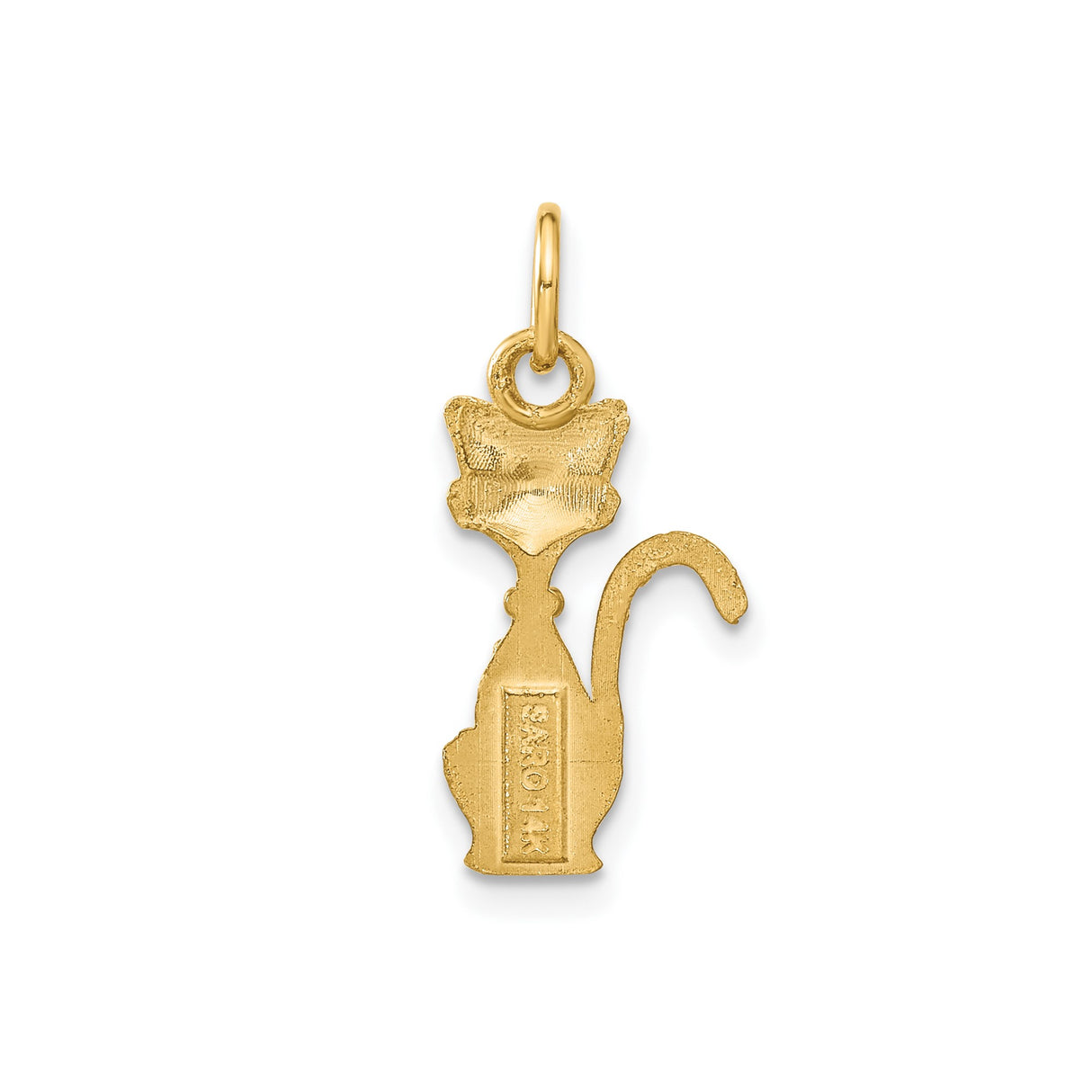 14k Yellow Gold Cat Charm Pendant with Stylized Sitting Cat Design for Women