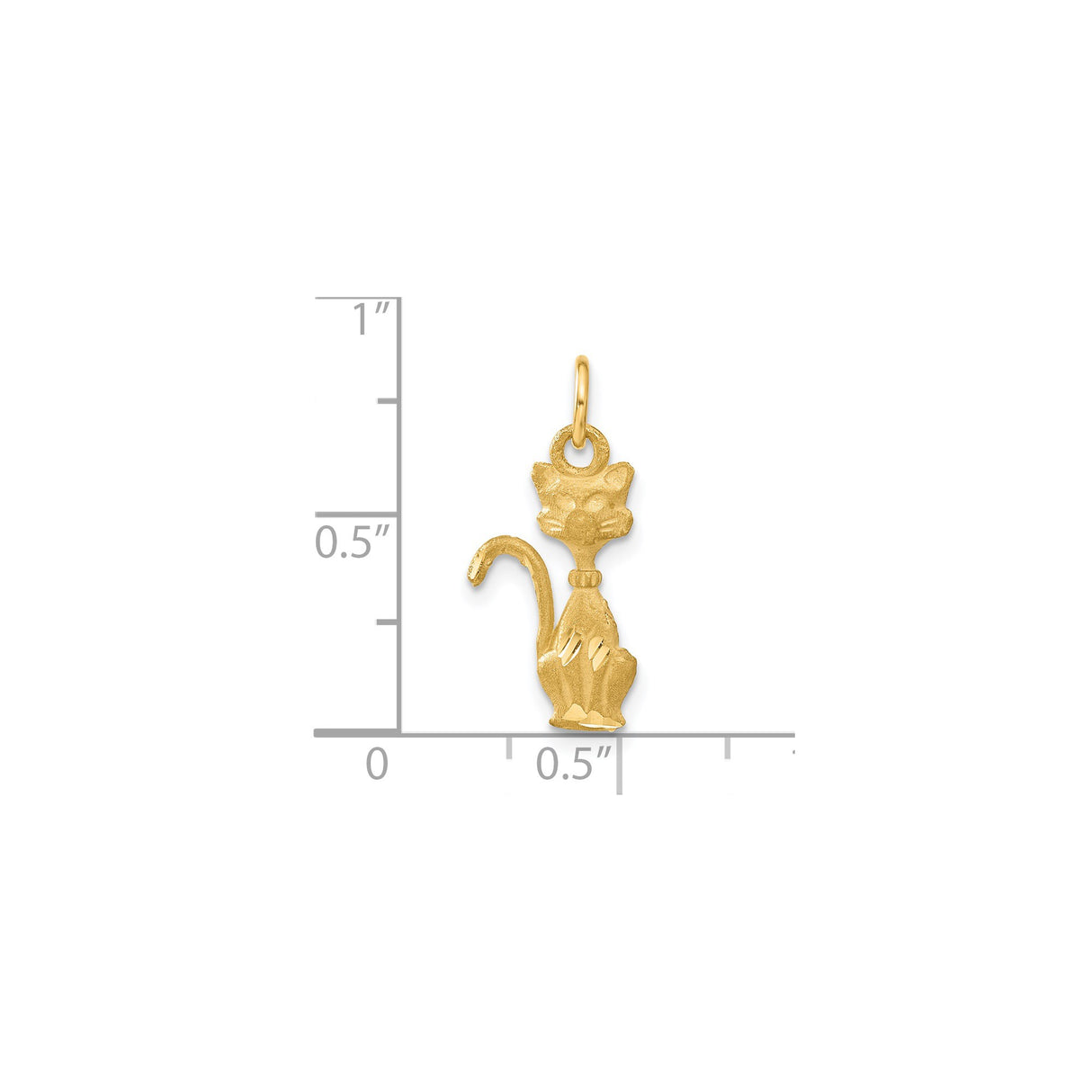 14k Yellow Gold Cat Charm Pendant with Stylized Sitting Cat Design for Women