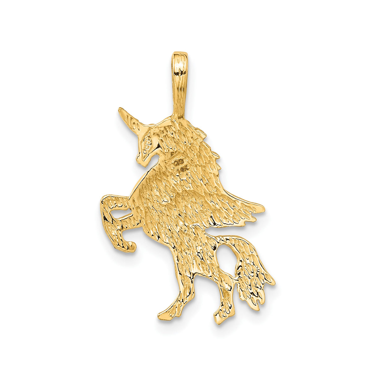 14k Yellow Gold Unicorn Pendant with Wings, Rearing Mythical Creature Design