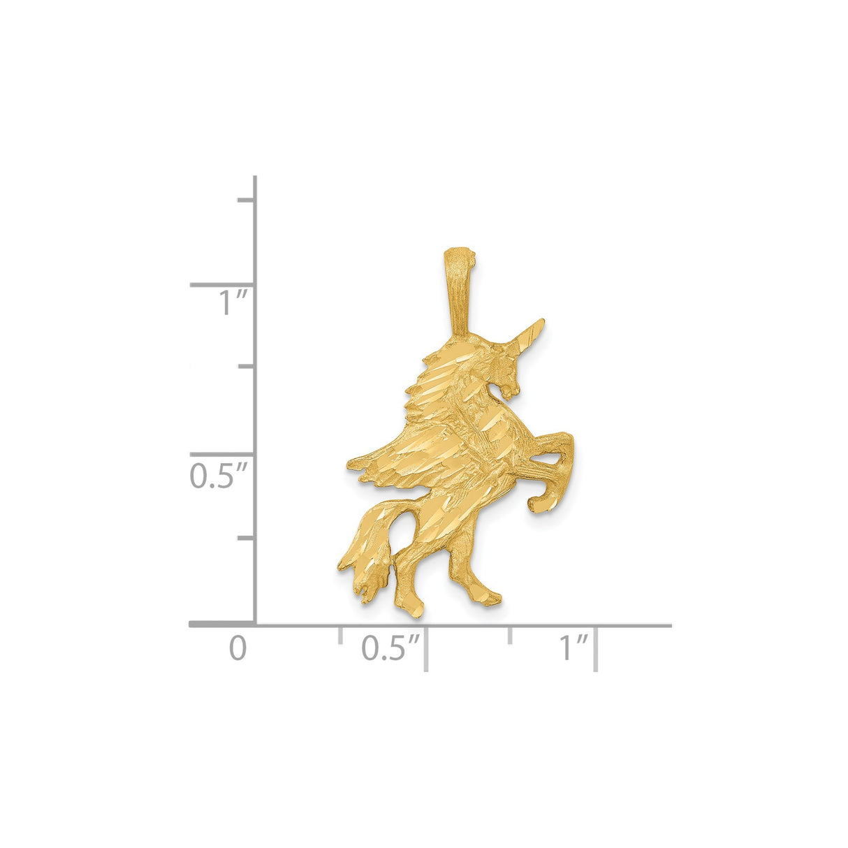 14k Yellow Gold Unicorn Pendant with Wings, Rearing Mythical Creature Design