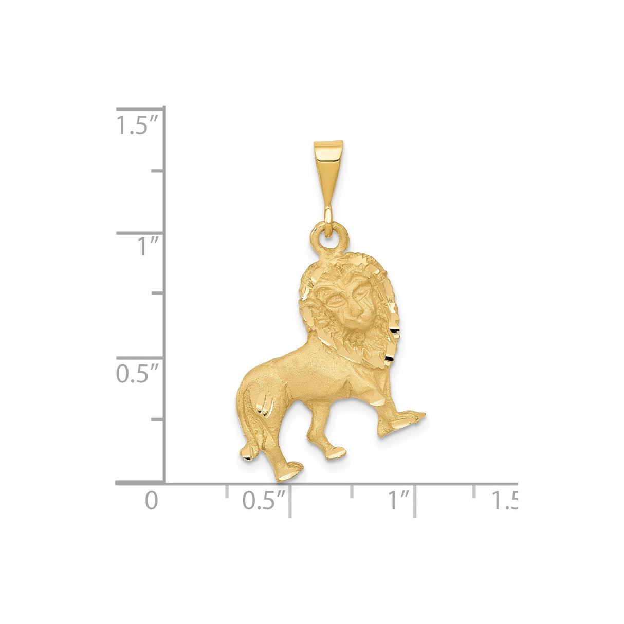 14k Yellow Gold Lion Pendant, Detailed Lion Head Symbol of Strength and Courage for Men