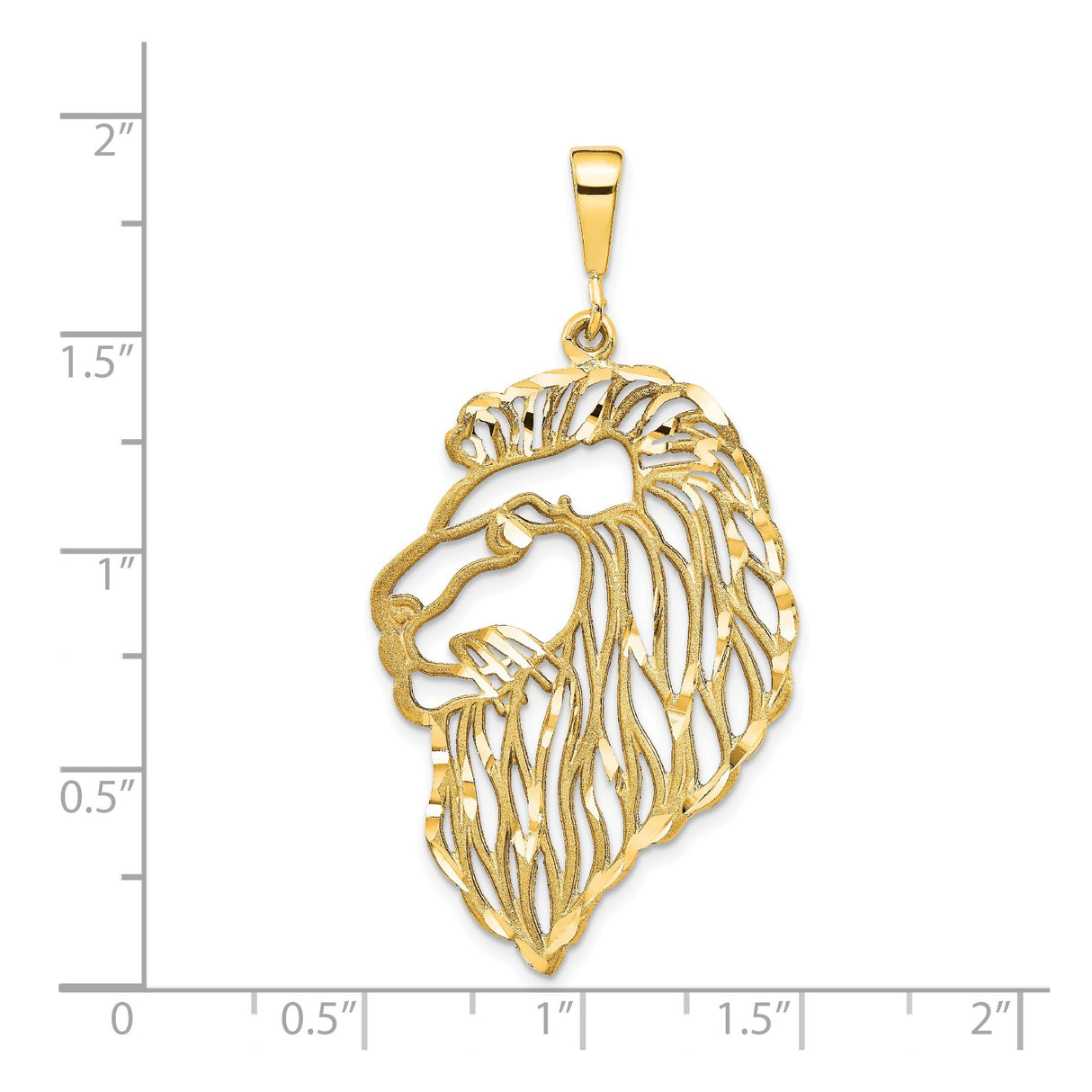 14k Yellow Gold Lion Head Pendant, Openwork Bold Medallion with Filigree Detailing