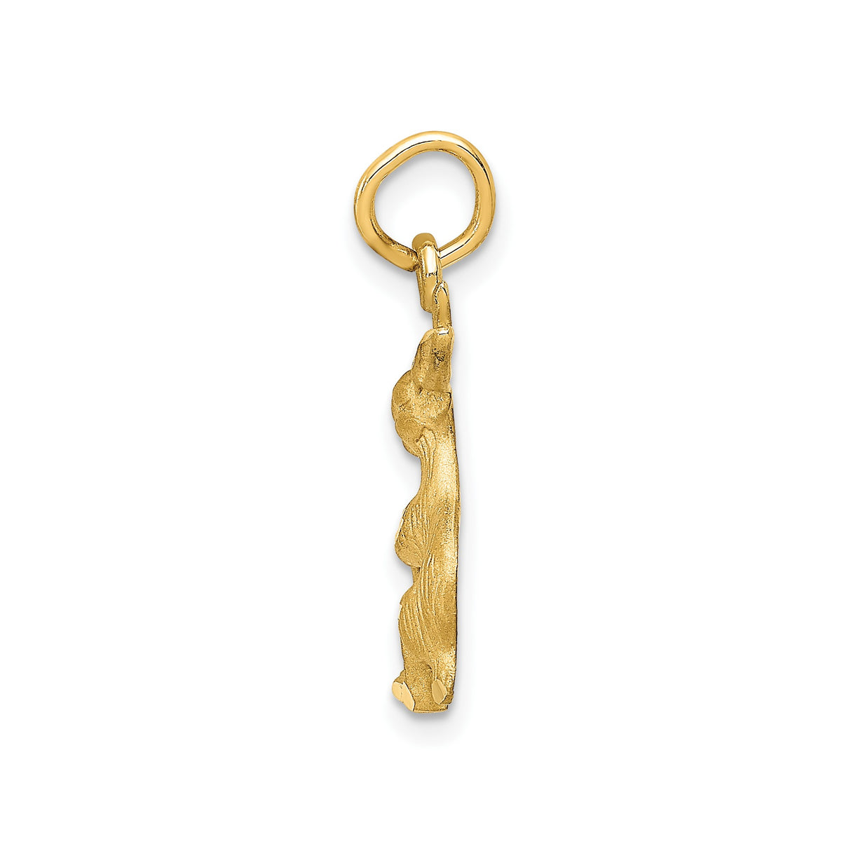 14k Yellow Gold Rabbit Charm Pendant with Satin and Polished Finish, Nature-Inspired Bunny Jewelry
