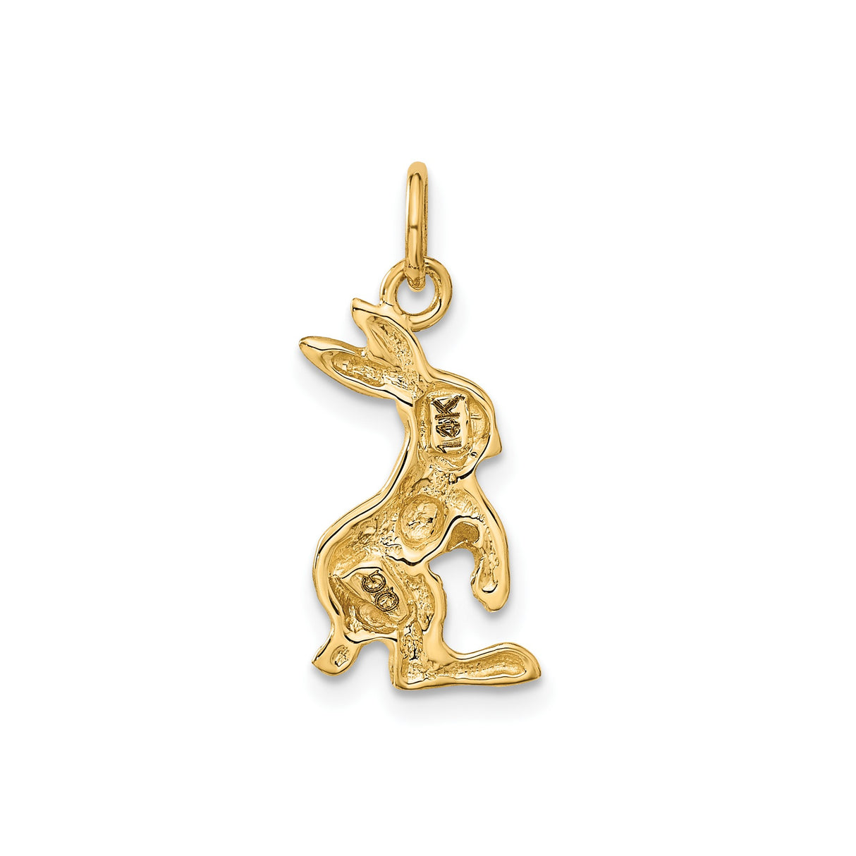 14k Yellow Gold Rabbit Charm Pendant with Satin and Polished Finish, Nature-Inspired Bunny Jewelry