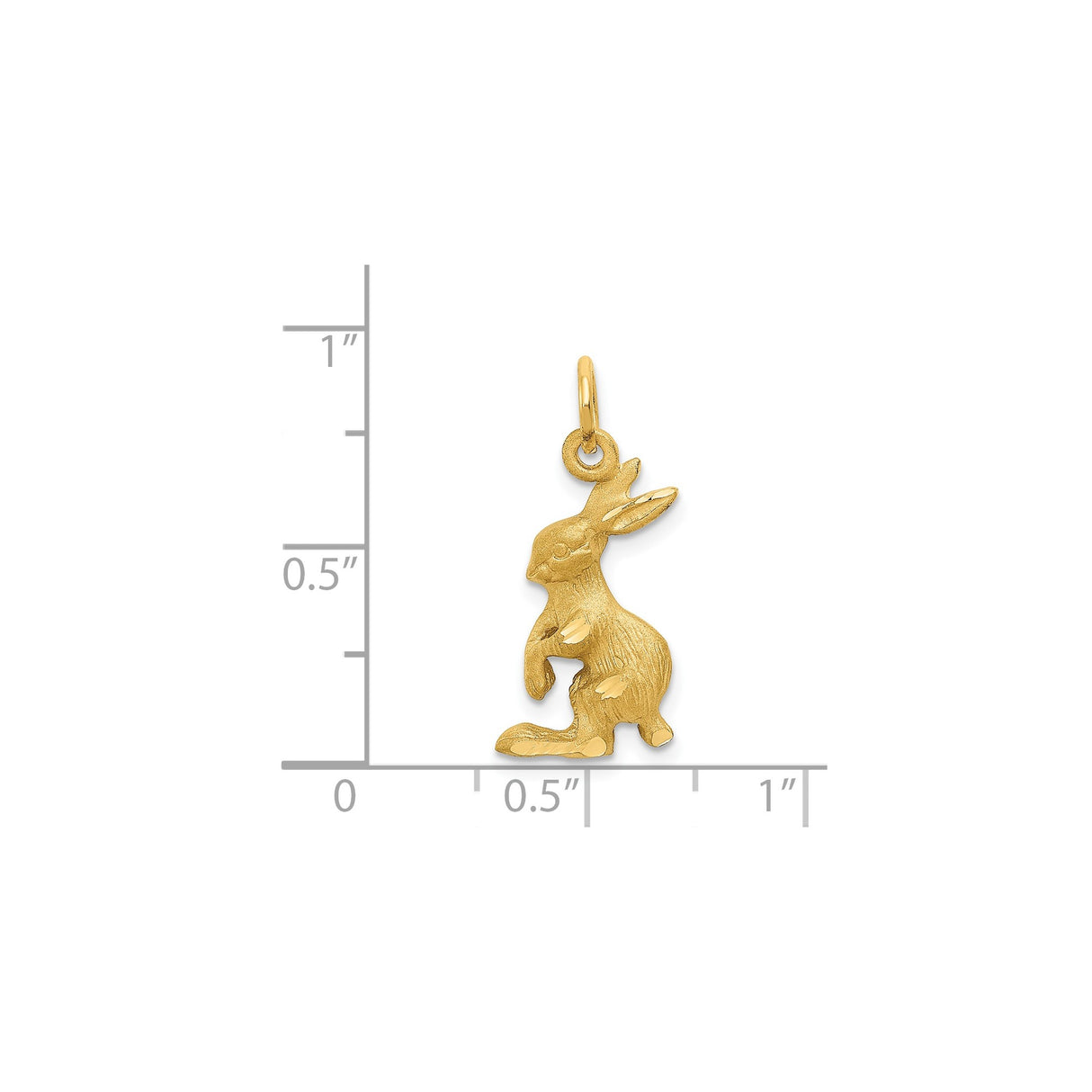 14k Yellow Gold Rabbit Charm Pendant with Satin and Polished Finish, Nature-Inspired Bunny Jewelry