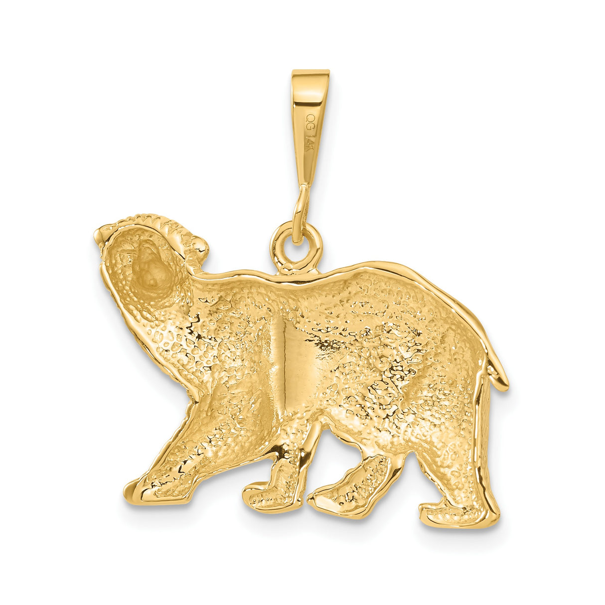 14k Yellow Gold Bear Pendant with Grizzly Design, Symbol of Strength and Wilderness